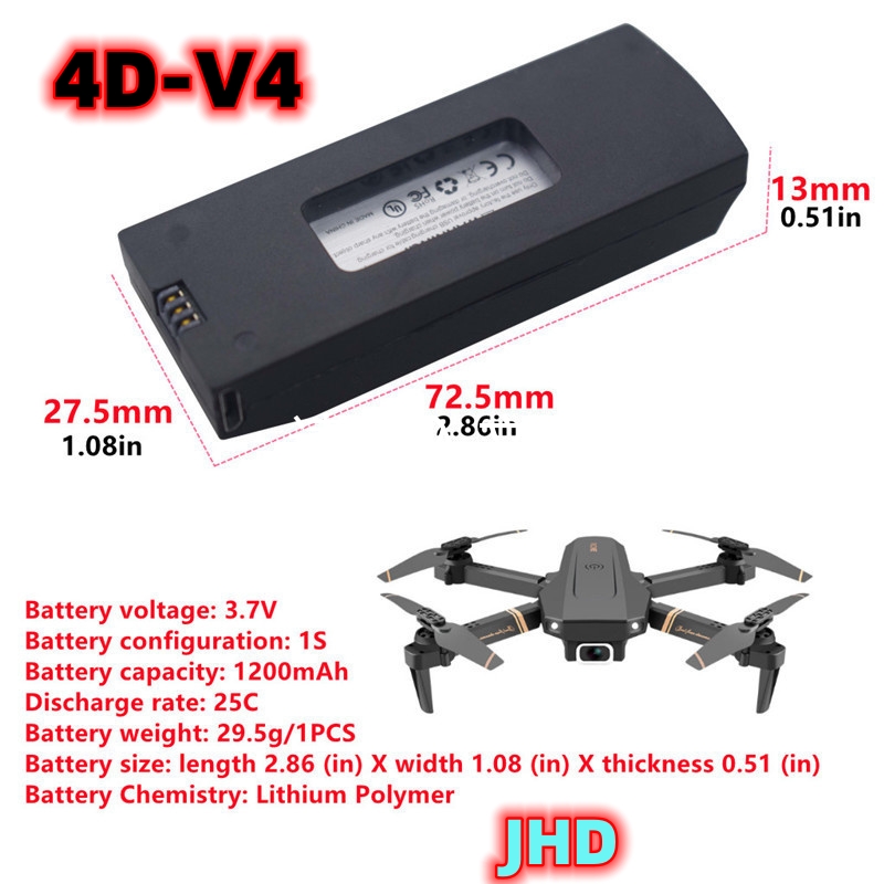 JHD Bateria 4DRC V4 Bateria 3. – Drone Rc V4 recenzja i cena